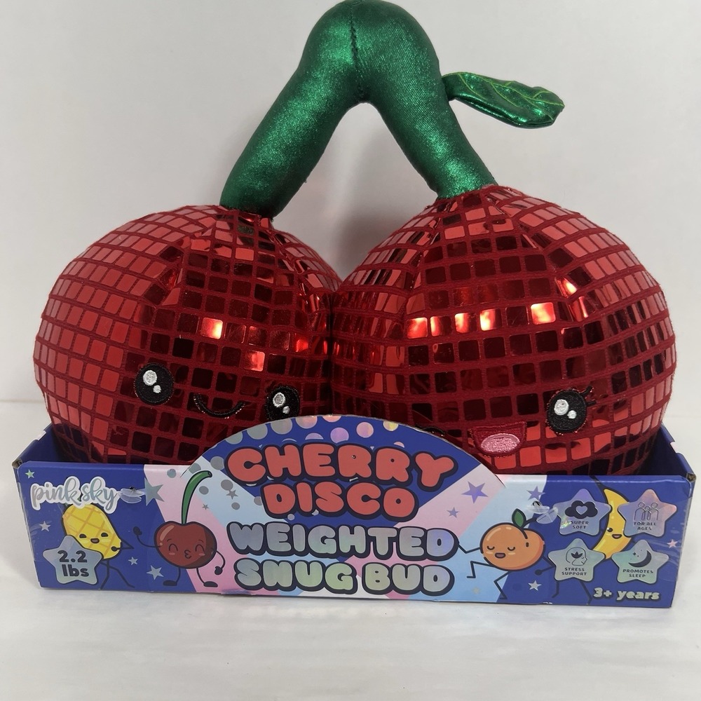 Cherry Disco Ball Weighted Snug Bud Pink Sky‎ Doll Plush RARE Pillow Buddy Sleep